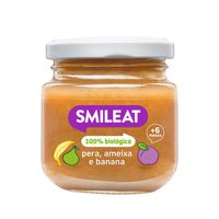 Boião de pera, ameixa e banana