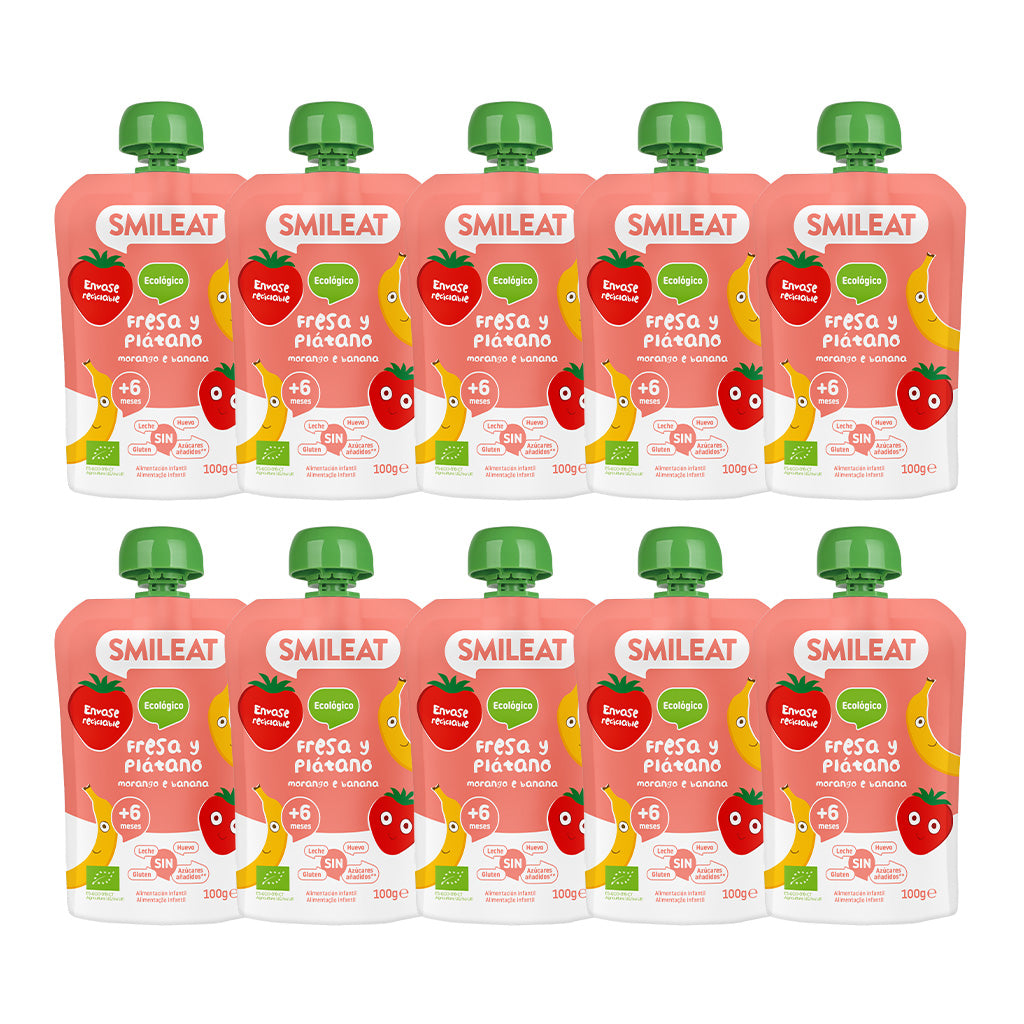 Pack Pouches fresa y plátano 10 Uds