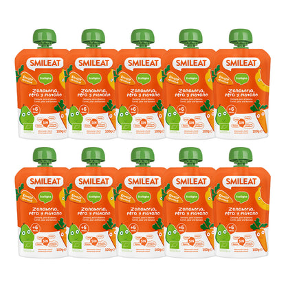 Pack of 10 carrot, pear, and banana pouches