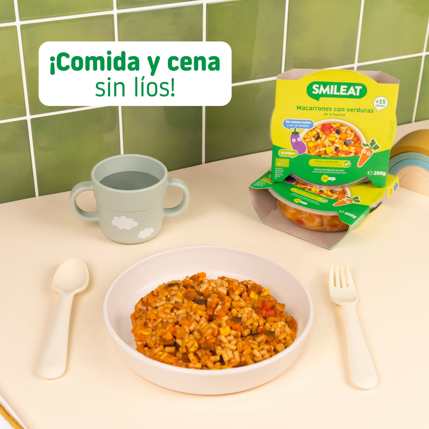 Lunch and dinner with vegetables for children aged 15 months and older