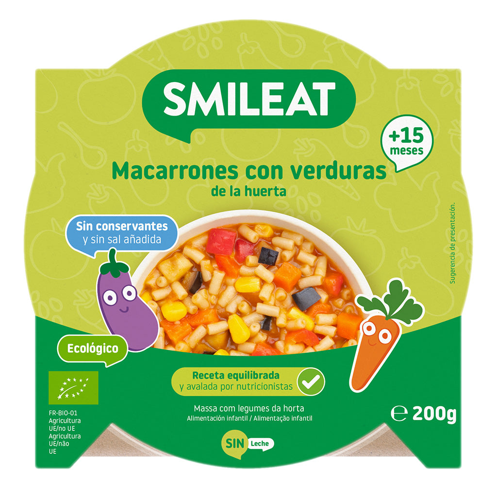 Platito de Macarrones con verduras de la huerta en Smileat