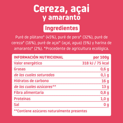 Ingredientes y tabla nutricional pouch de frutas