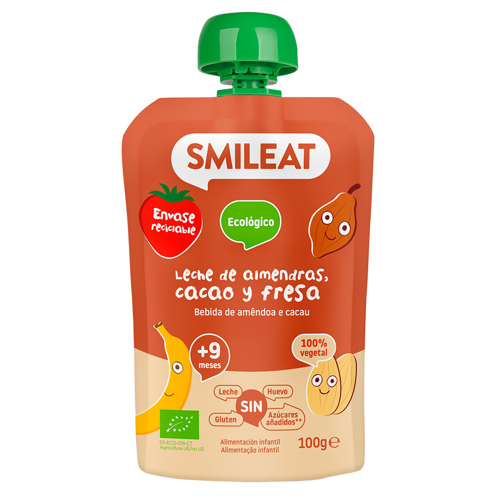 Almond, cocoa and strawberry milk pouch Smileat