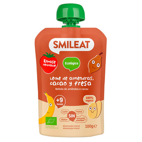 Almond, cocoa and strawberry milk pouch Smileat