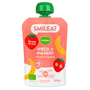 Pouch de fresa y platano Smileat