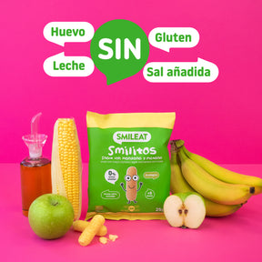 Corn snack with apples and bananas