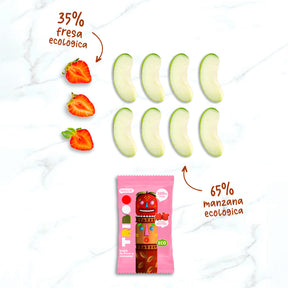 Ingredientes de fruta fresa y manzana en snack