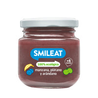 Jar of blueberries, banana, and apple