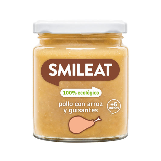 Tarrito de pollo con arroz y guisantes para bebes a partir de 6 meses