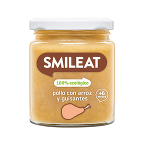 Tarrito de pollo con arroz y guisantes para bebes a partir de 6 meses