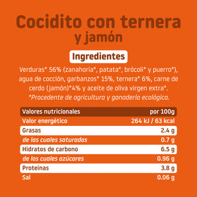 Tarrito de cocidito con ternera y jamón