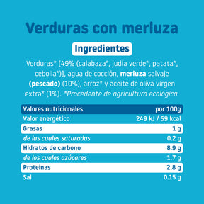 Tarrito Dorado de verduras con merluza
