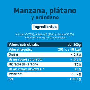Tabla nutricional e ingredientes del tarrito de arándanos a partir de +6 meses