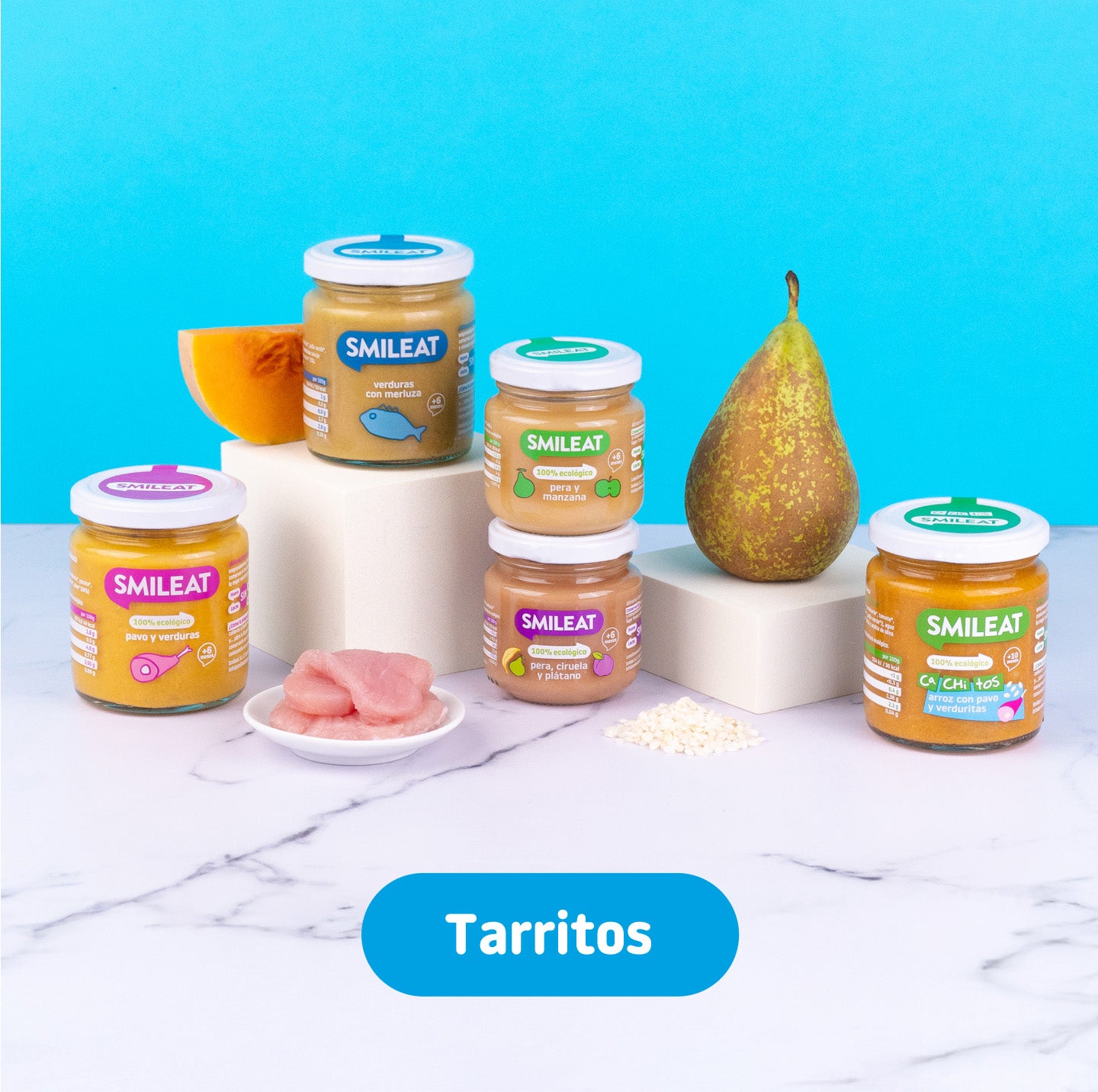 Tarritos semileat de comida y frutas sin azúcares ni sal añadidos 100% ecológicos
