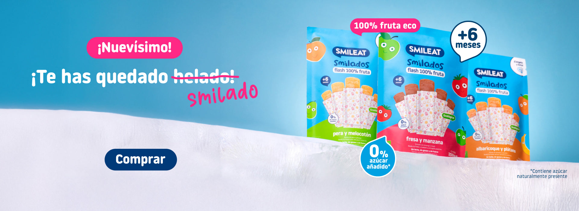 ¡El mejor helado del verano! Nuestros flash SMILADOS están compuestos de 100% fruta ecológica