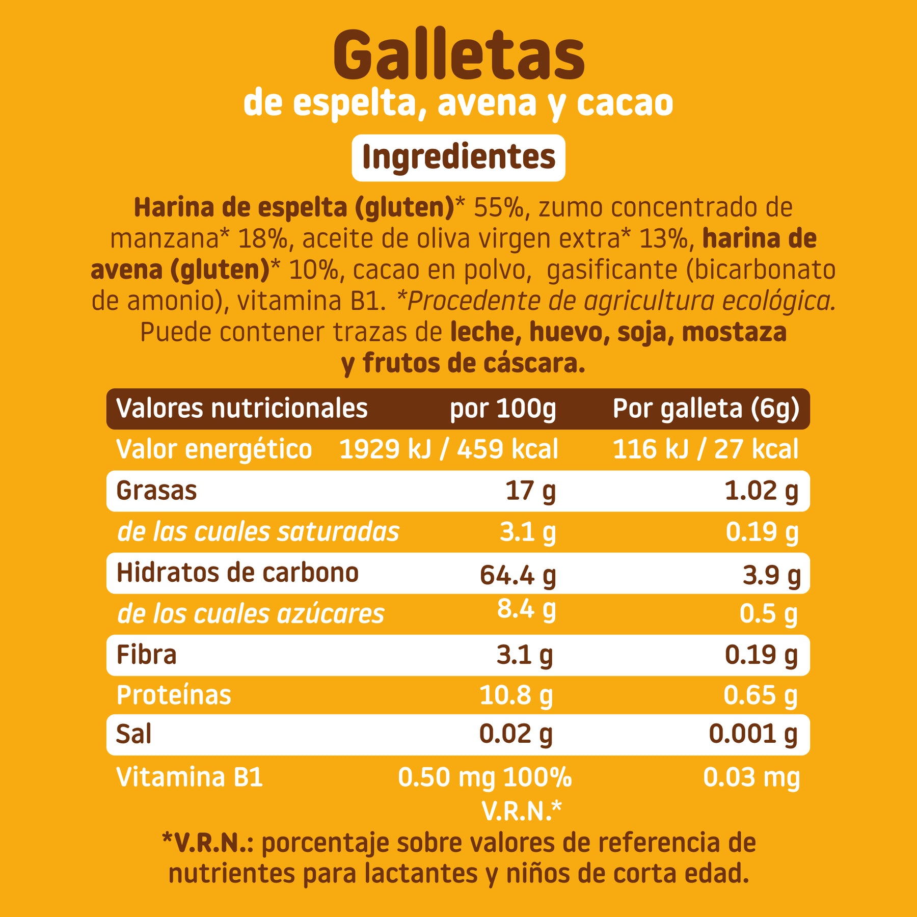 Galletas de espelta, avena y cacao