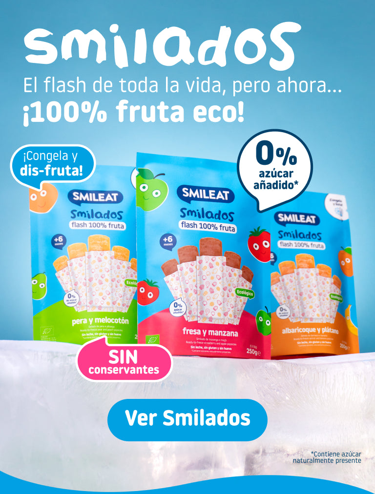 SMILEAT Smilados, el flash de toda la vida, ahora elaborado con 100% fruta ecológica, sin conservantes y sin azúcares añadidos.