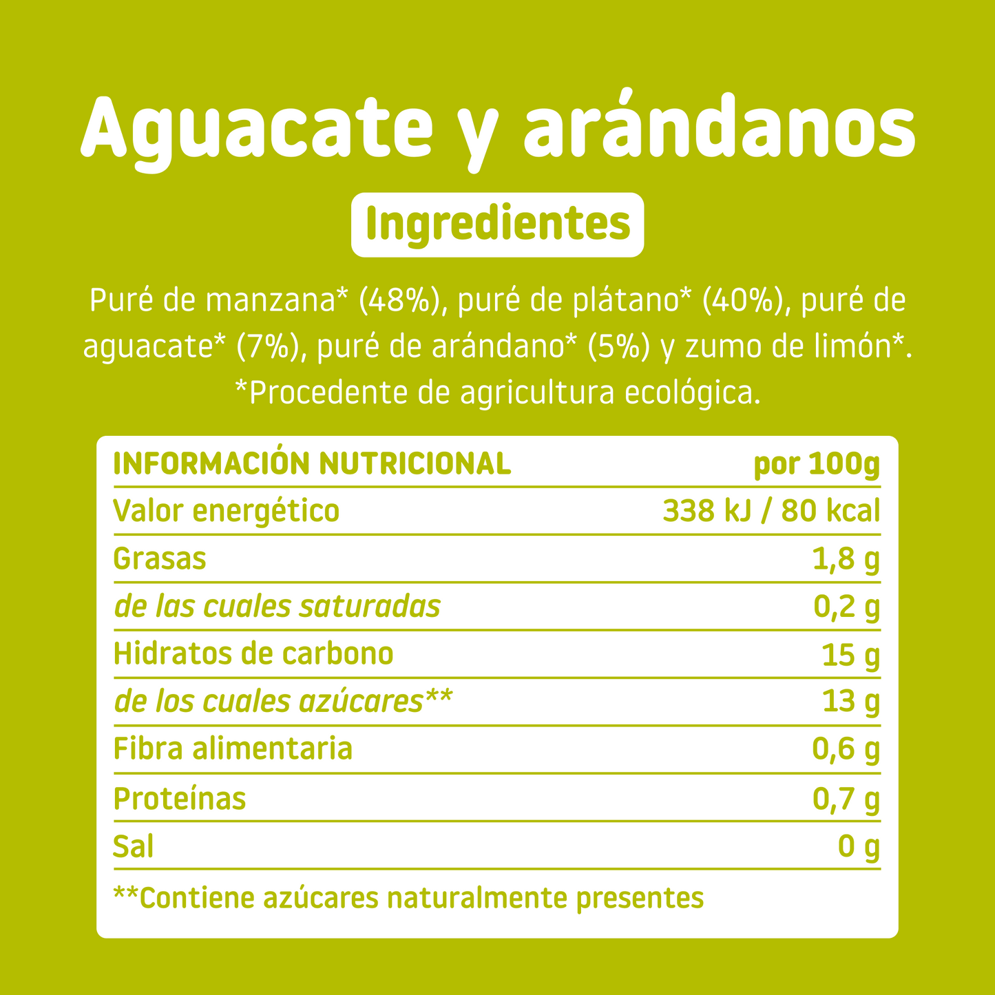 Pouch de aguacate y arándanos