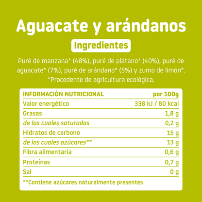 Pouch de aguacate y arándanos
