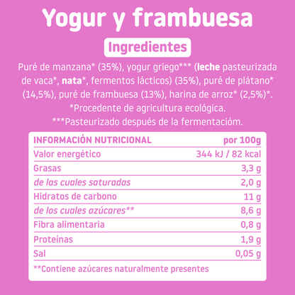 Pouch de yogur y frambuesa
