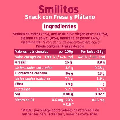 Pack Smilitos fresa y plátano 8Uds