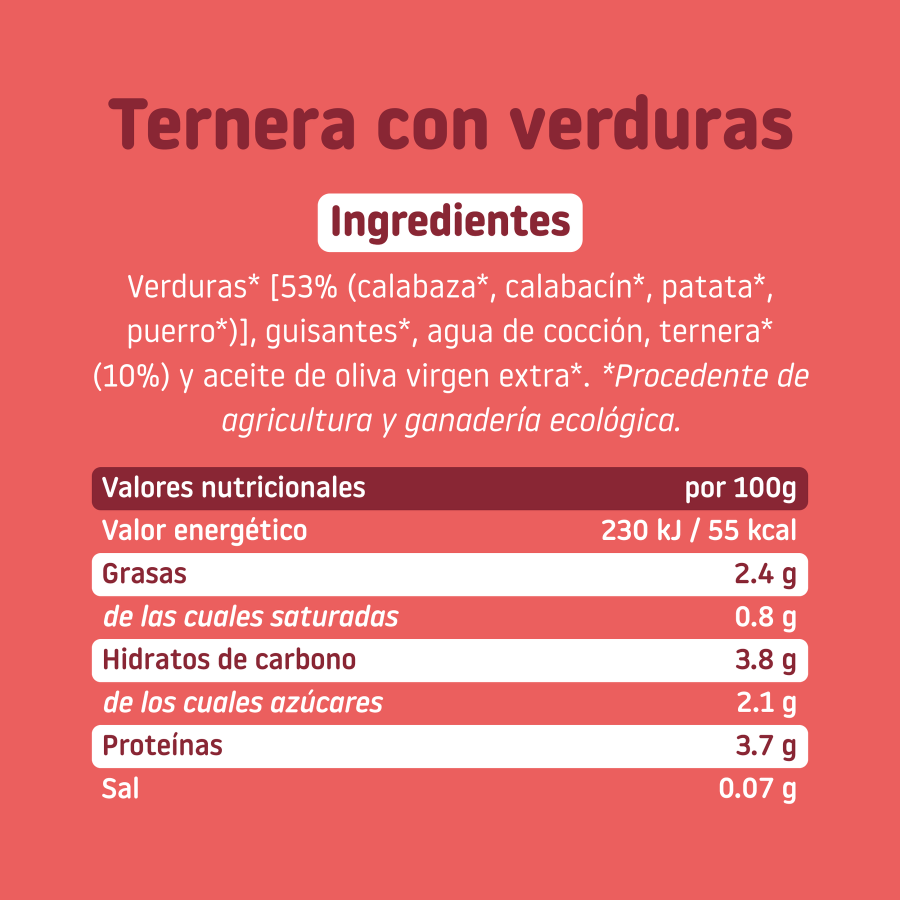 Tarrito de ternera con verduras