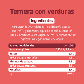 Tarrito de ternera con verduras