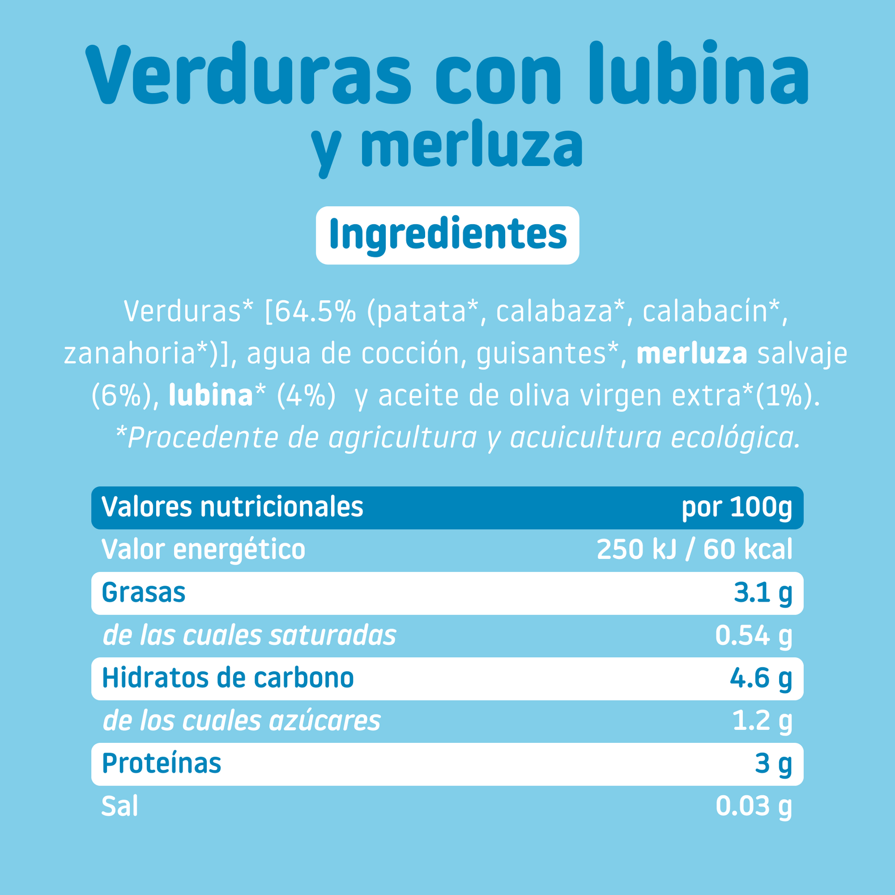 Tarrito de verduras con lubina y merluza